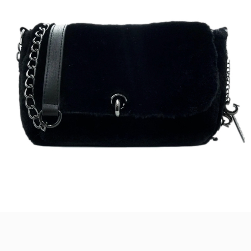Gilda Paris Black Faux Fur  Crossbody Bag
